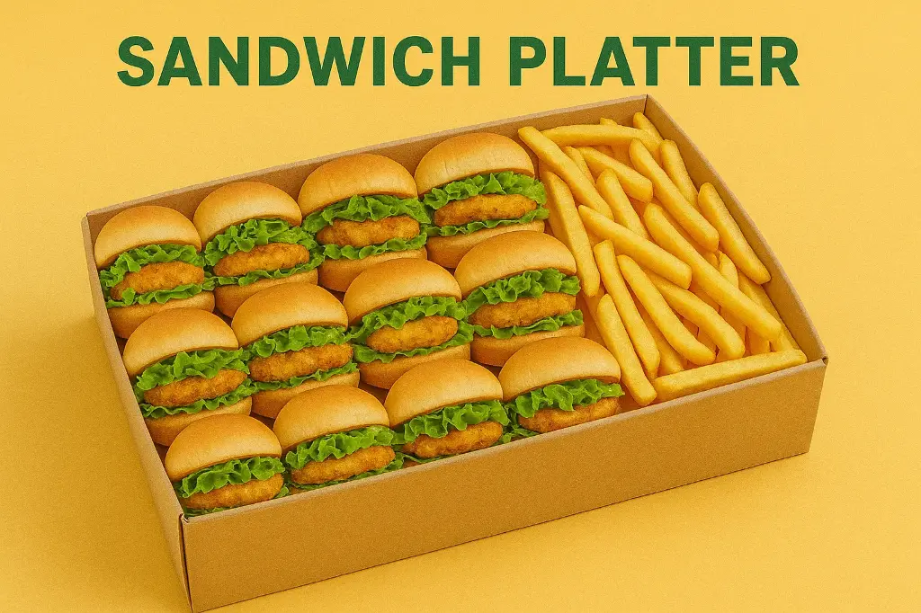 Sandwich Platters 8pcs (16 half-Sandwiches) With Fries (Buffalo Box, Chicken)