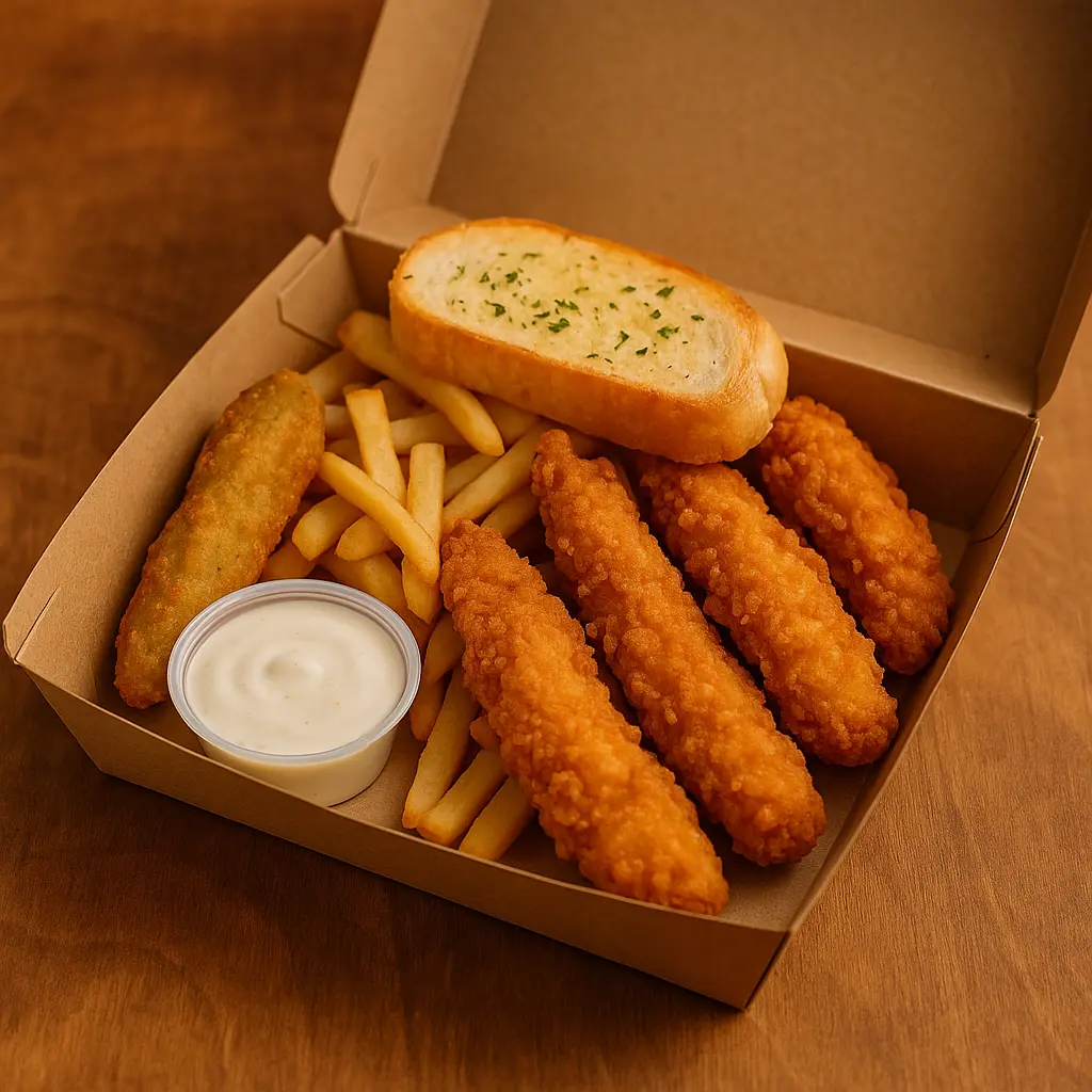 Chicken Tender 4pcs with garlic bread and fries (Catering)