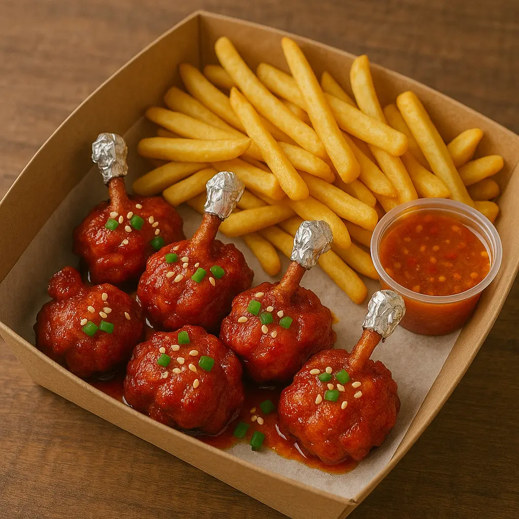 Chicken lollipop 6pcs and Fries (Hot BBQ, Plain Fries)